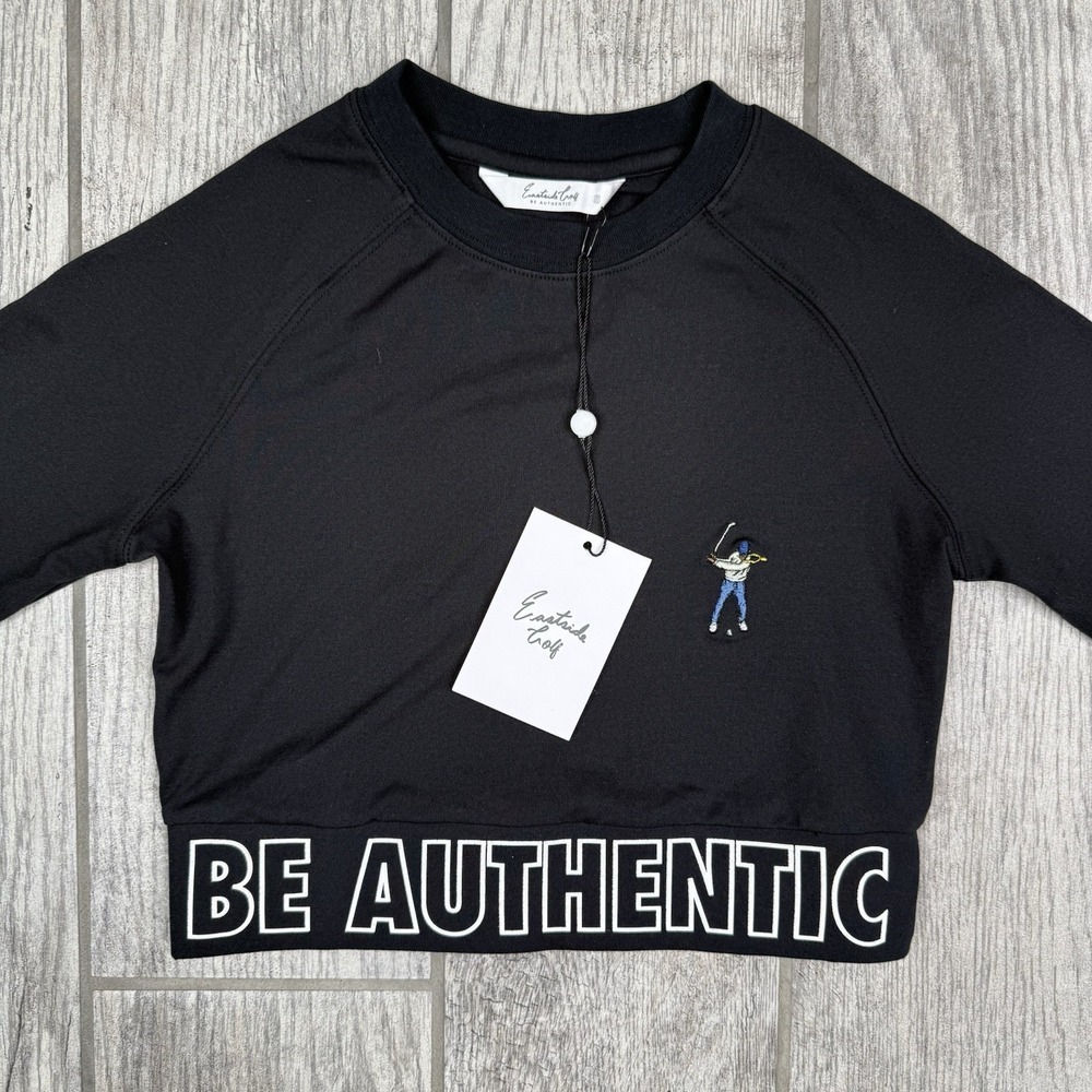 Eastside Golf Shirt Womens Sz S Black Banded Cropped Tee Long Sleeve Golfing Gym — image 2 of 8